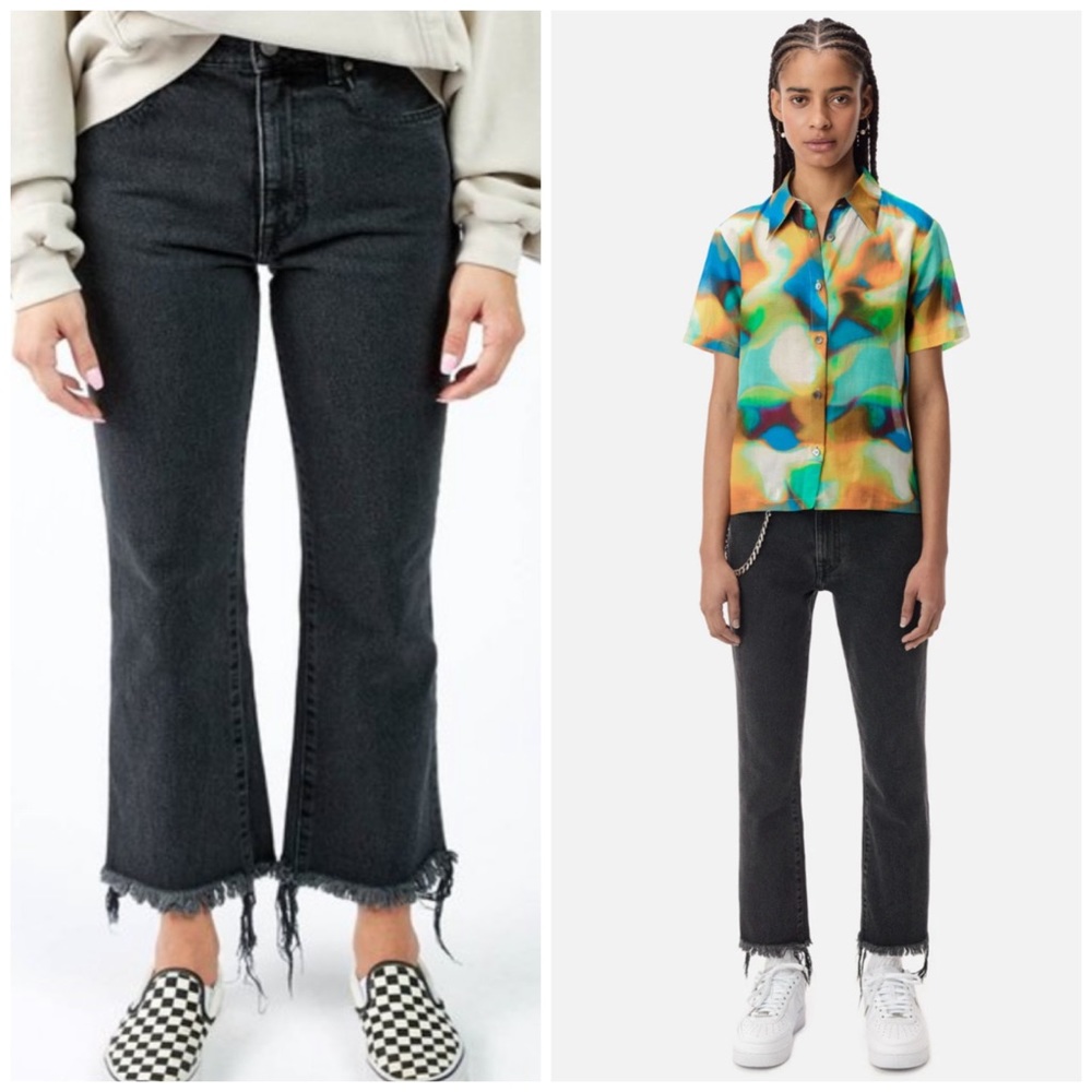 JOHN ELLIOTT Riley Crop Flare Jeans Black Denim